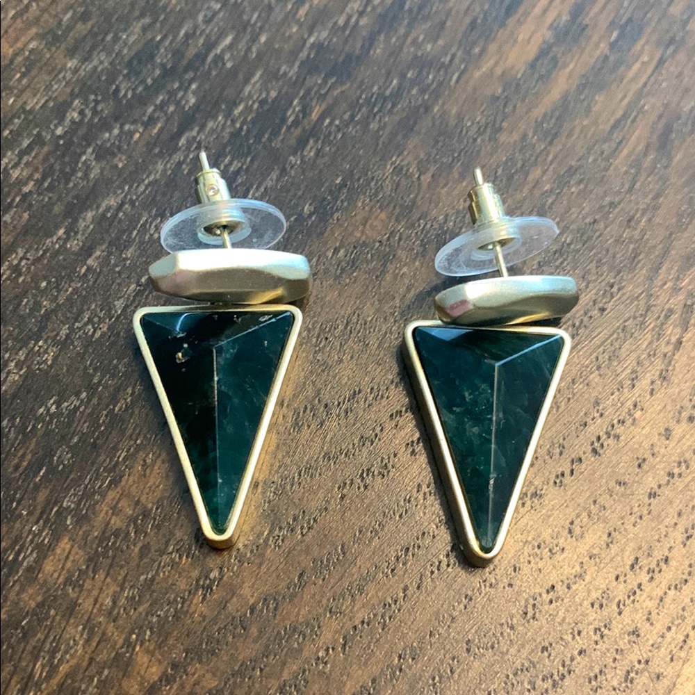 Kendra Scott gold and green earrings